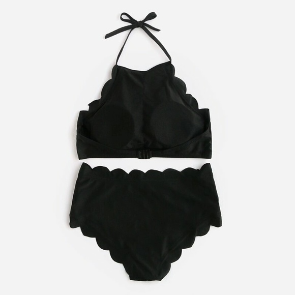 SHEIN Other - SHEIN Scalloped Trim Halter High Waist Bikini Set
